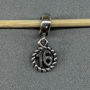 Authentic Pandora Sterling Silver Sweet 16 Birthday Dangle Charm 790494